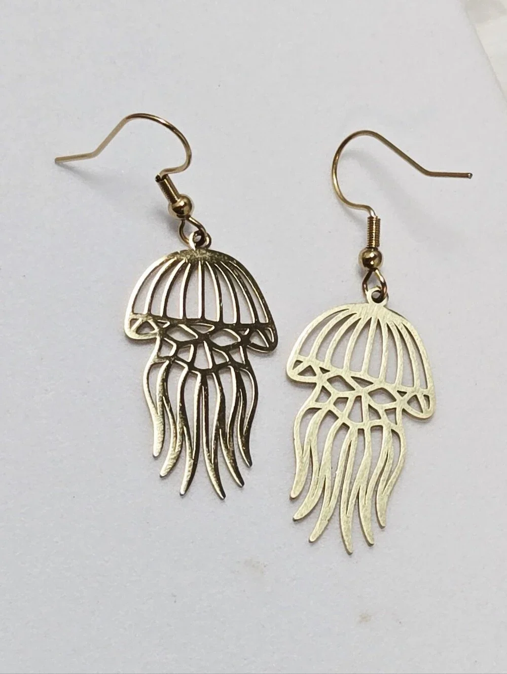 Gold Jellyfish Earrings Stainless Steel Ocean Beach Dangle Nautical Glam Jewelry